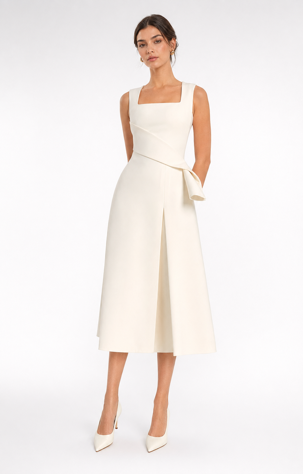 Ilya Folded-Waist Midi Dress