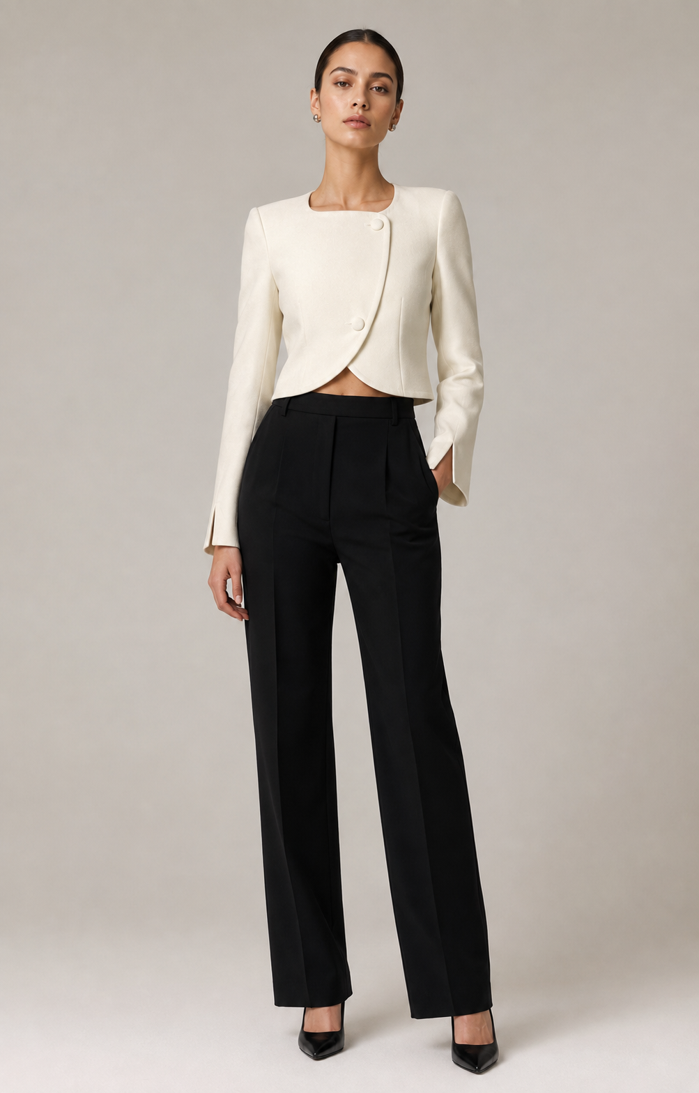 Celine Arc-Placket Cropped Jacket