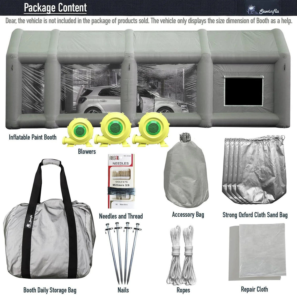 30 x 20 x 13-Ft. Inflatable Paint Booth with Blowers and Air Filter System