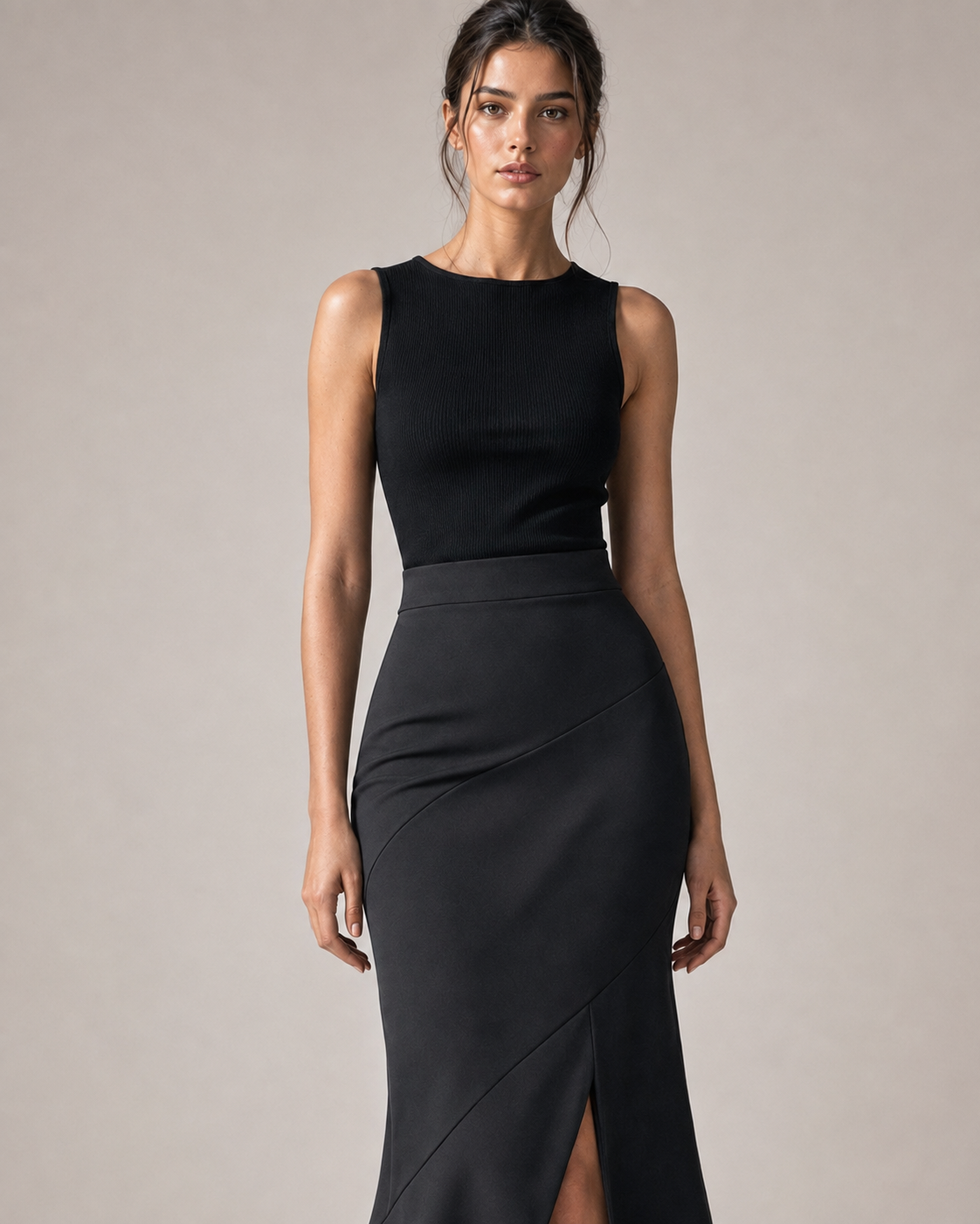 Nera Spiral-Seam Midi Skirt
