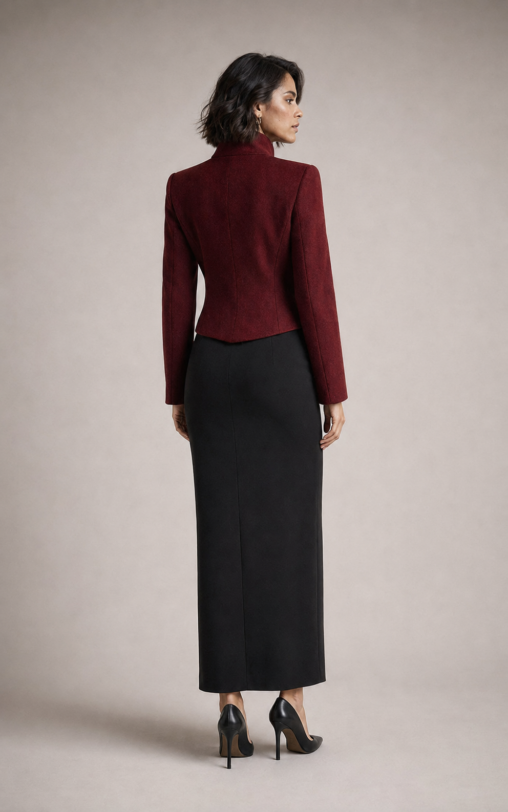 Roux Folded-Collar Cropped Jacket