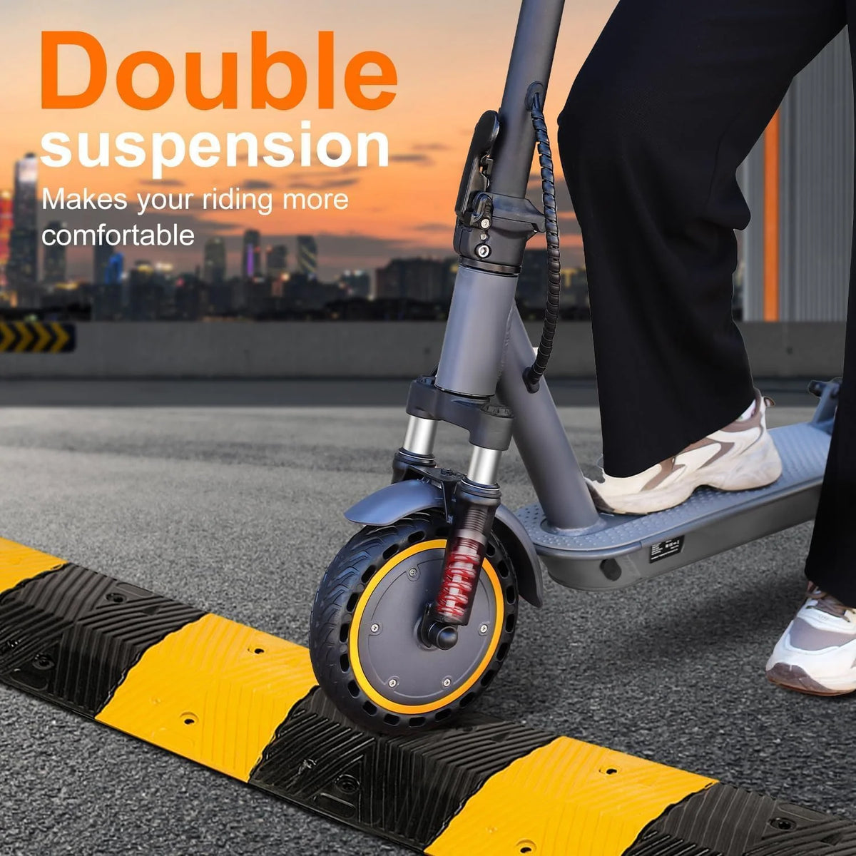 350W/500W Electric Scooter with Solid Tires and Dual Braking