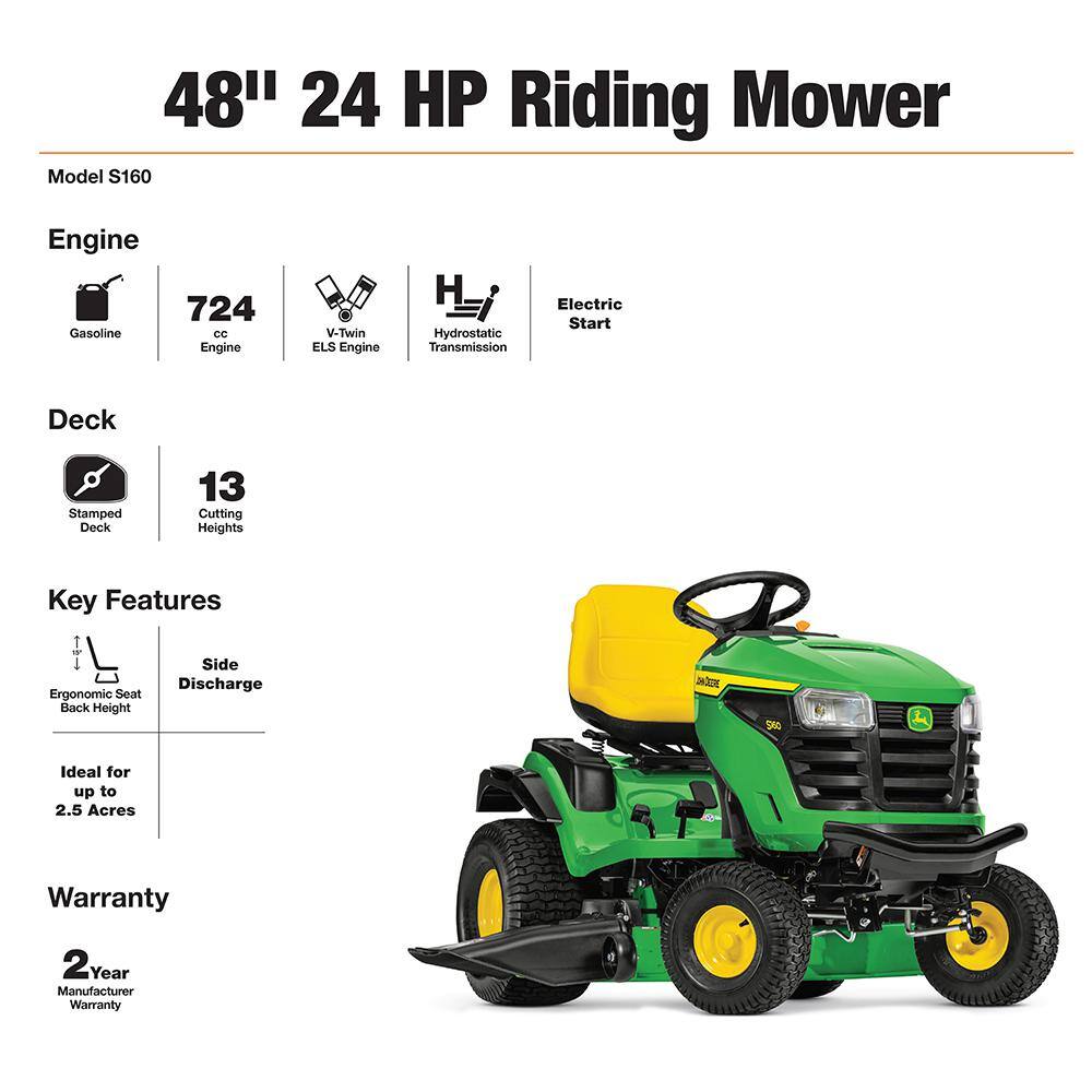 48-Inch 24 HP V-Twin Hydrostatic Riding Lawn Tractor - Model S160