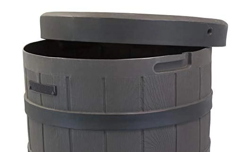50-Gallon Outdoor Rain Barrel with Wood-Look Finish