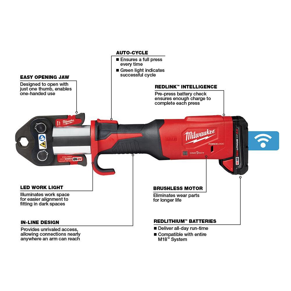 Press Tool with 1/2-Inch Jaw - Cordless