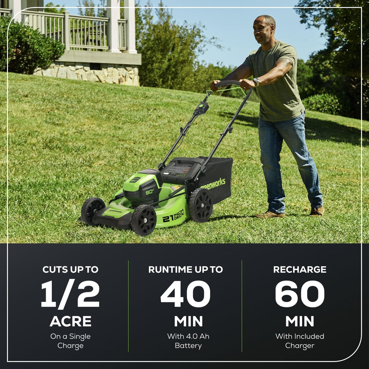 80V 21-Inch Brushless Cordless Lawn Mower