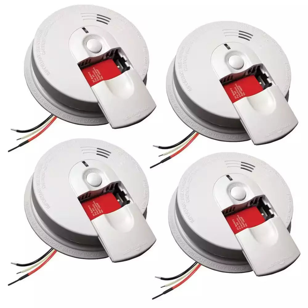 4-Pack Hardwired Smoke Alarms with Ionization Sensor and Battery Backup - Model i4618