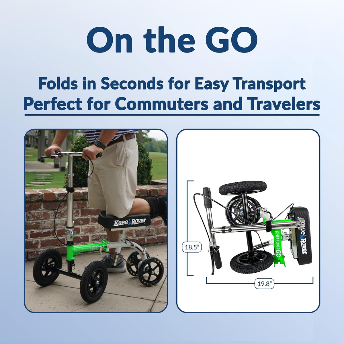 Hybrid - Most Compact All Terrain Knee Scooter for Adults for Foot Surgery Heavy Duty Knee Walker for Broken Ankle Foot Injuries Recovery Leg Scooter Best Knee Crutch Alternative (Green)