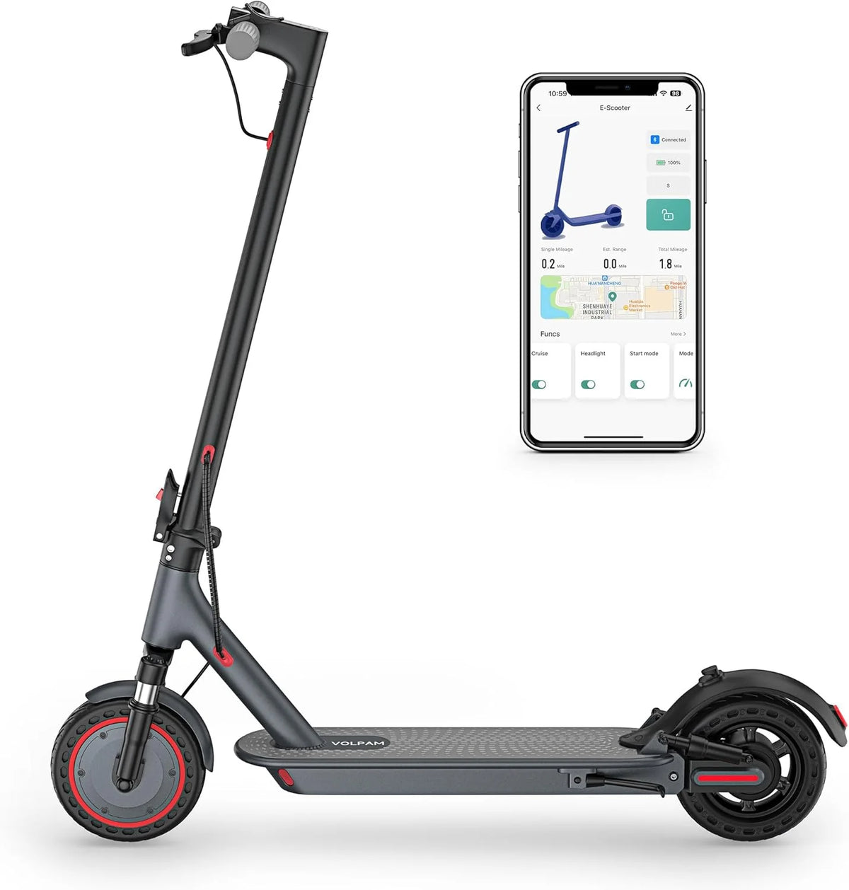 350W/500W Electric Scooter with Solid Tires and Dual Braking
