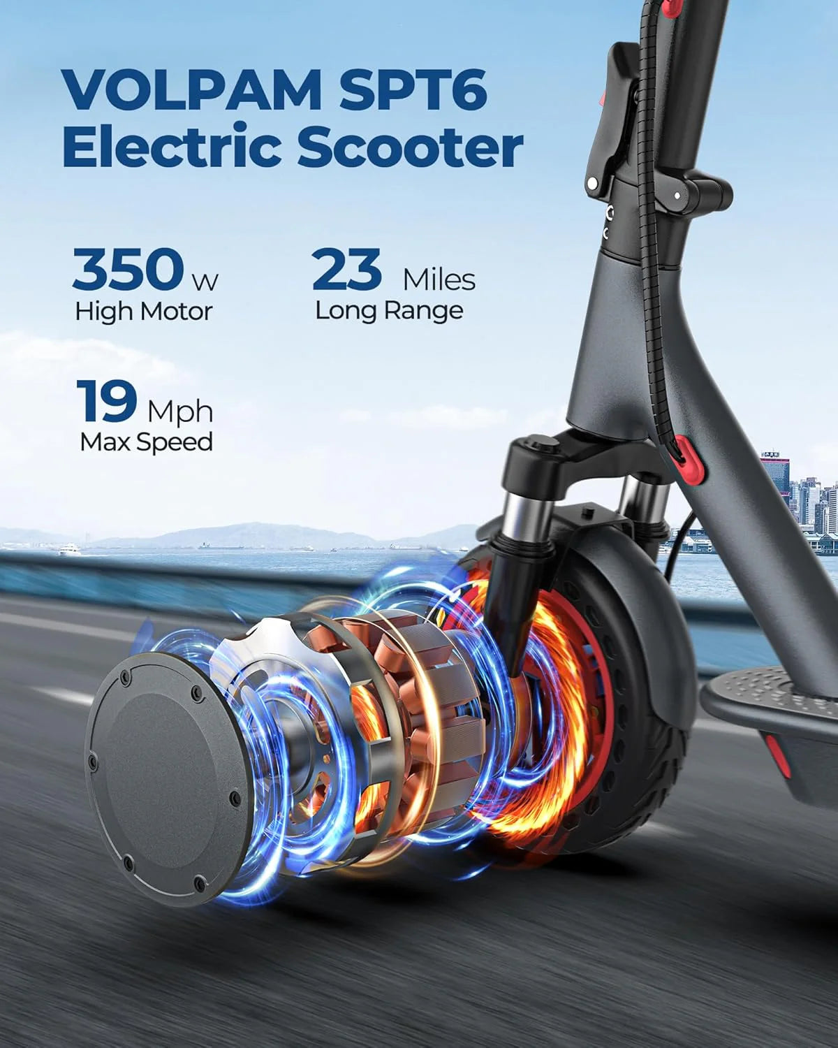 350W/500W Electric Scooter with Solid Tires and Dual Braking