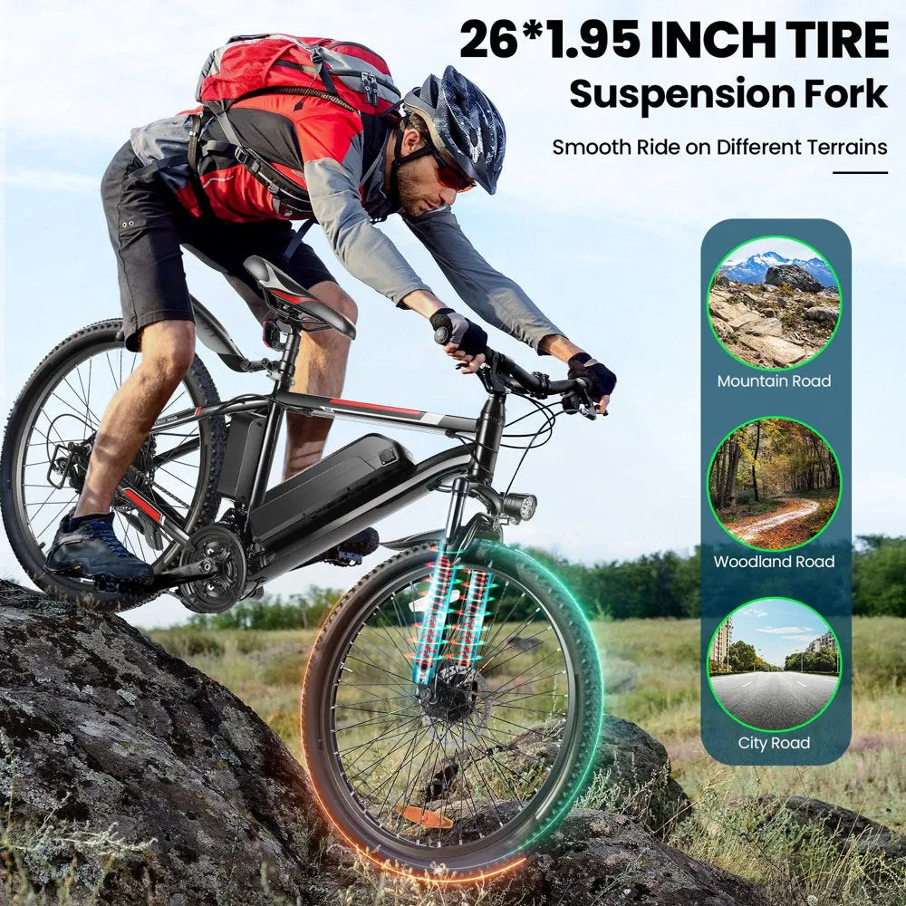 500W 26-Inch Electric Bicycle for Adults with Cruise Control