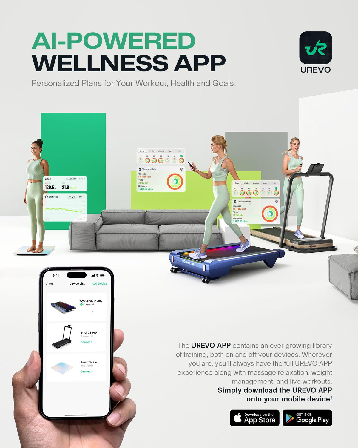 Smart Walking Pad Compact Under-Desk Treadmill