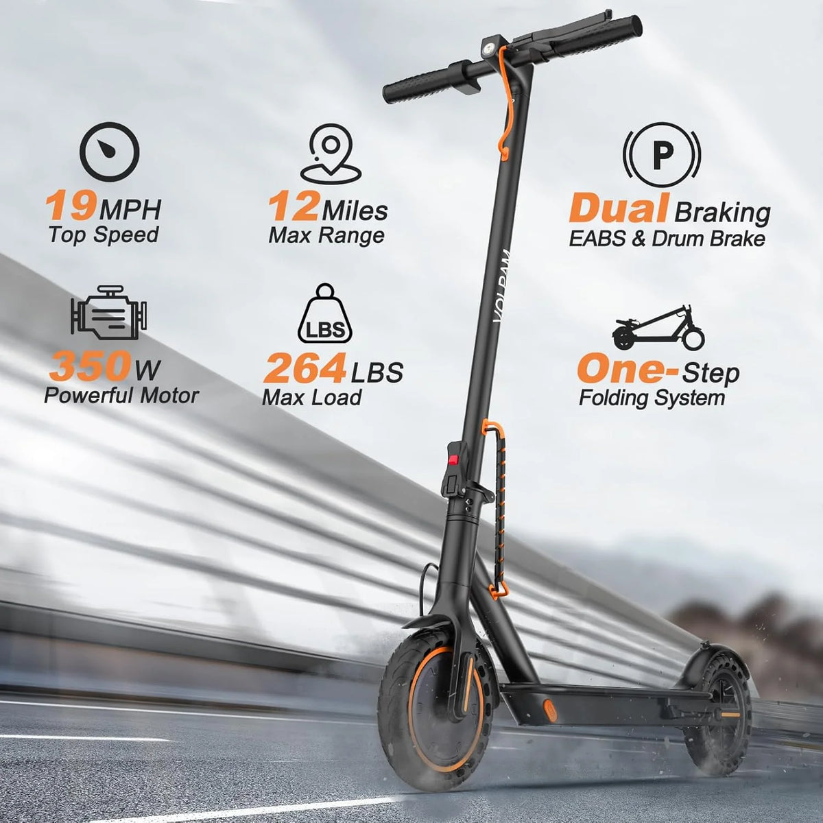 350W/500W Electric Scooter with Solid Tires and Dual Braking