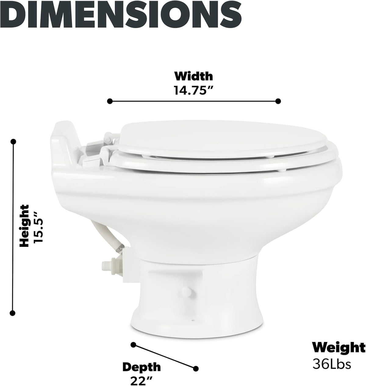 Standard-Height RV Toilet - White