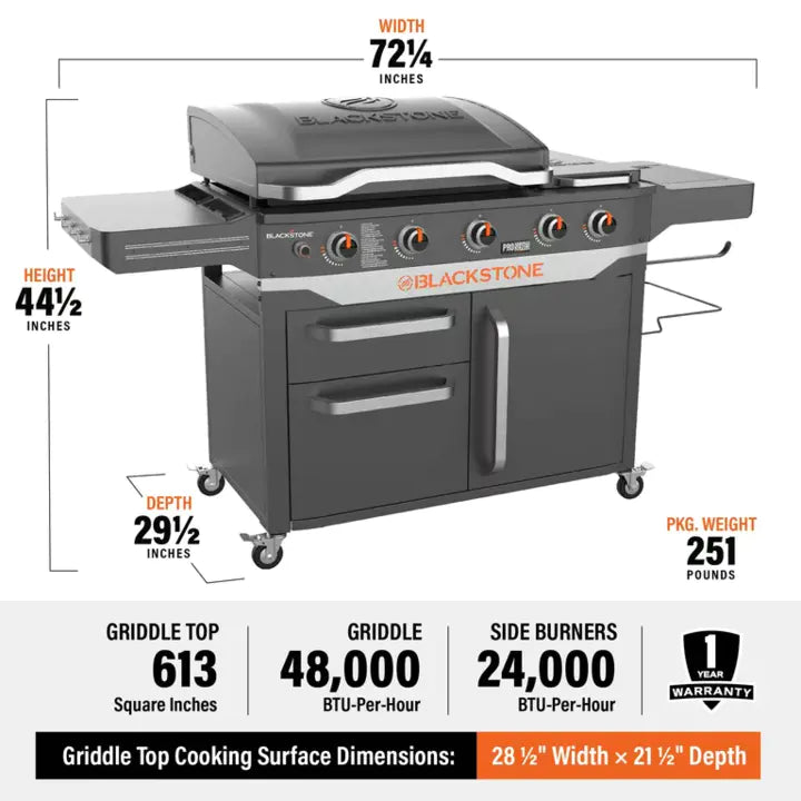 5-Burner 28-Inch Propane Griddle with Range Top