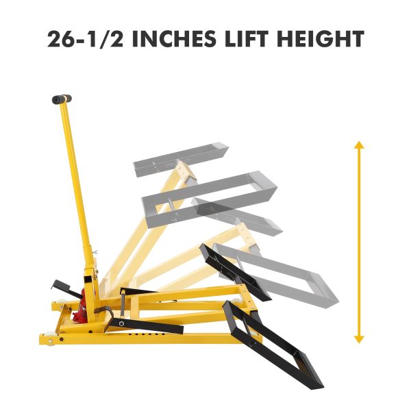 Lawn Mower Lift with Hydraulic Jack, 26 Inches Lawn Mower Lift, Welded Solid Steel Construction, Weight Capacity 500 LBS, for Riding Lawn Mowers Tractors, ATVs Maintenance