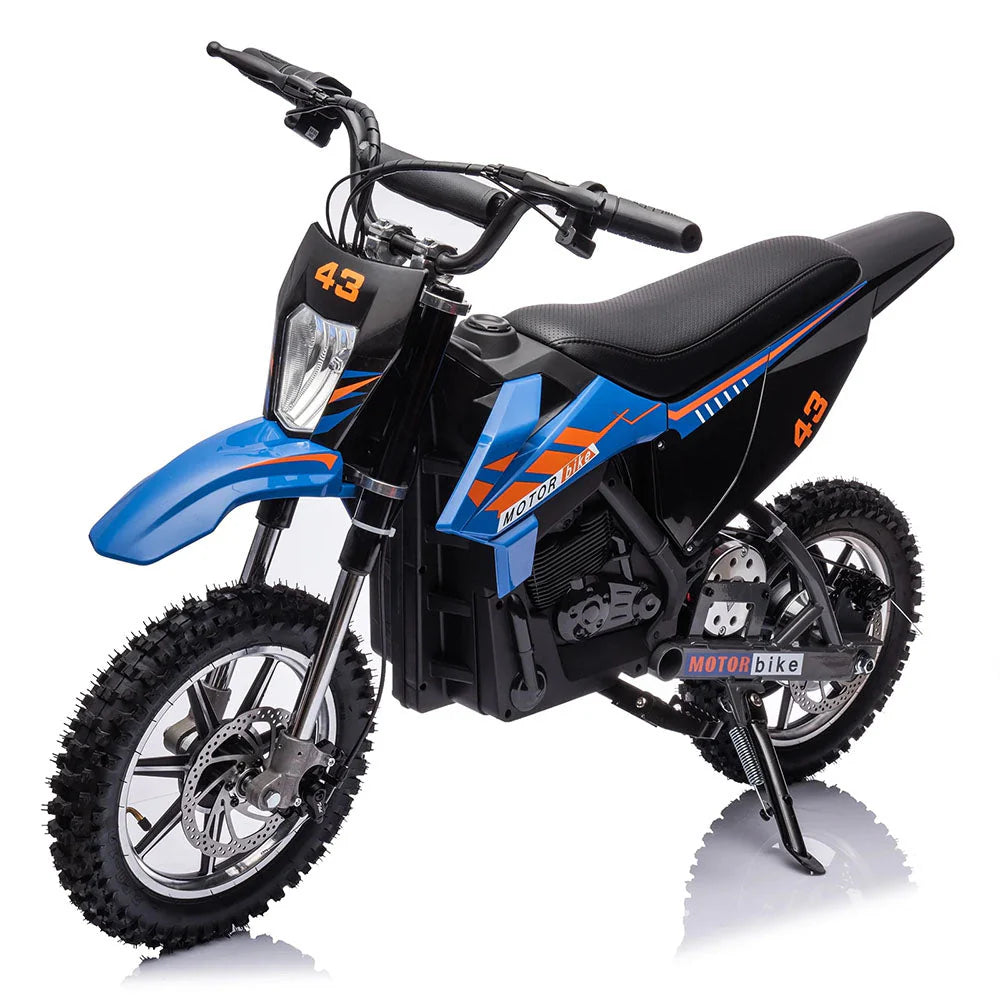 36V Kids Electric Dirt Bike, 36V, 350W, 15.5MPH, LED, 175lbs Max – Blue