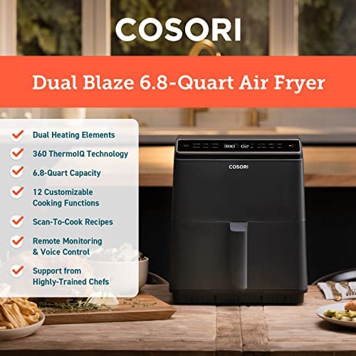 6.8-Qt. Air Fryer with Dual Heating and Smart Temperature Control