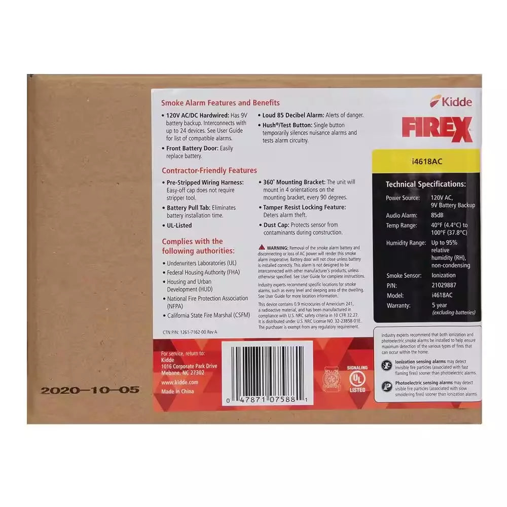 4-Pack Hardwired Smoke Alarms with Ionization Sensor and Battery Backup - Model i4618
