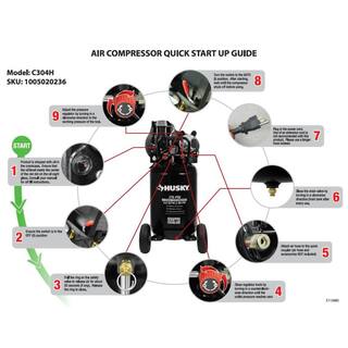 30-Gallon 175 PSI Oil-Lubricated Belt-Drive Portable Air Compressor - Model C304H