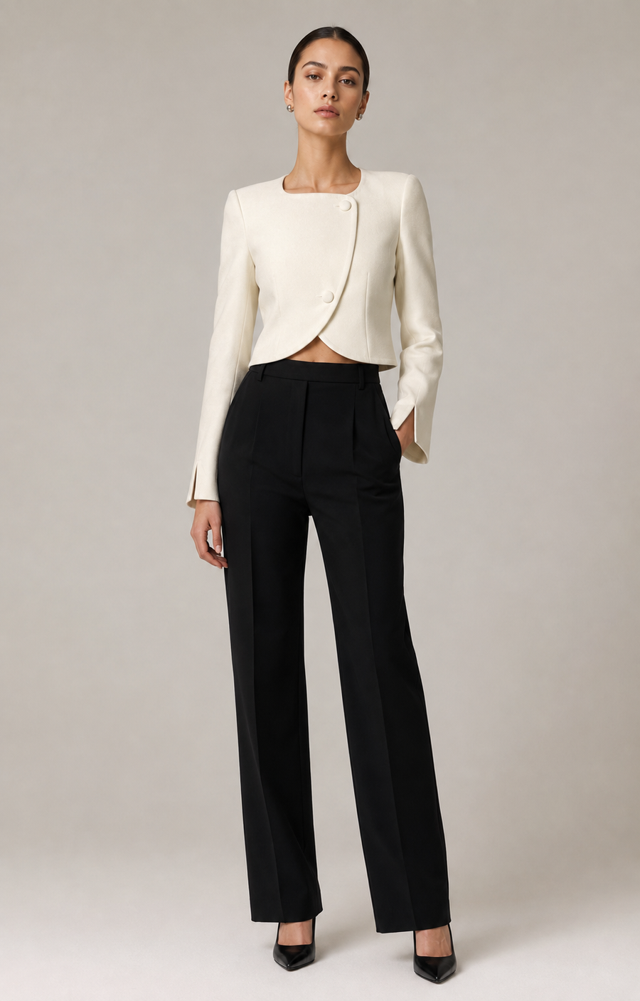 Celine Arc-Placket Cropped Jacket