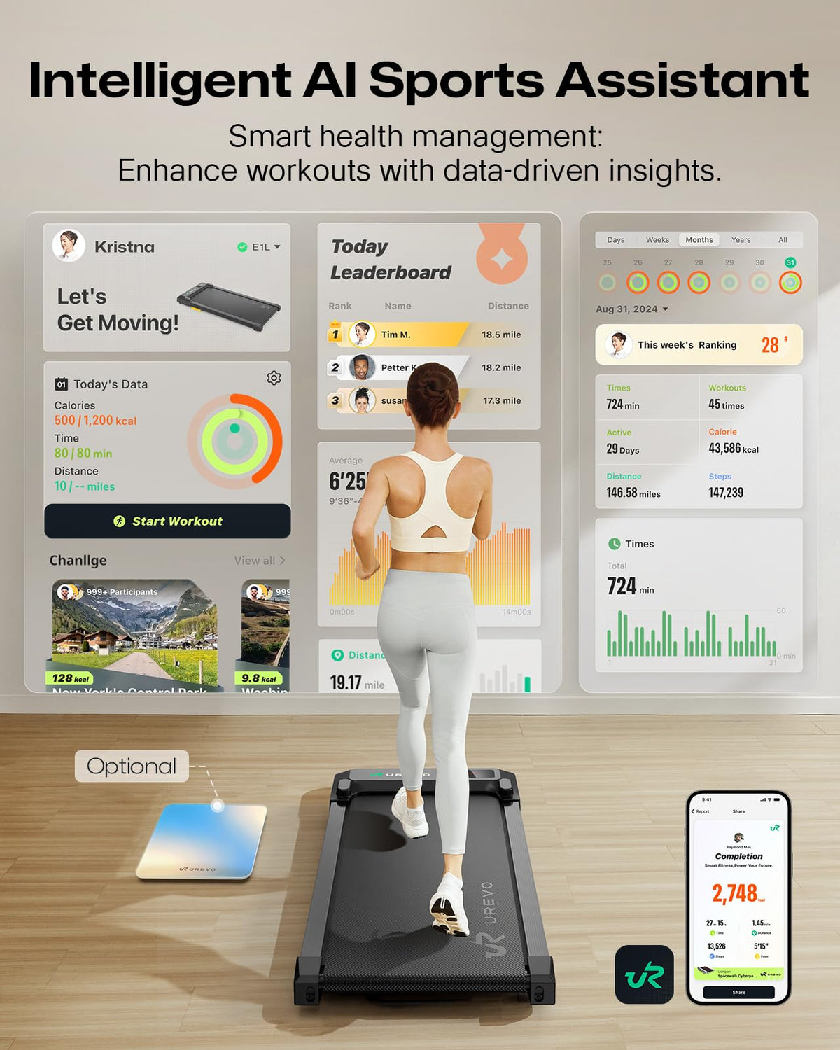 Smart Walking Pad Compact Under-Desk Treadmill