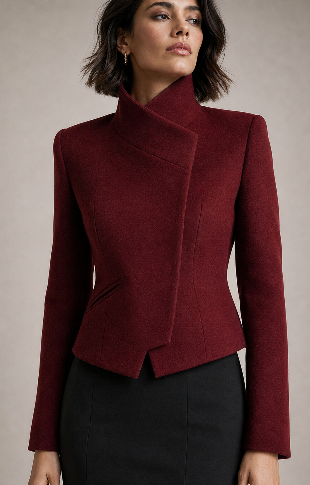 Roux Folded-Collar Cropped Jacket