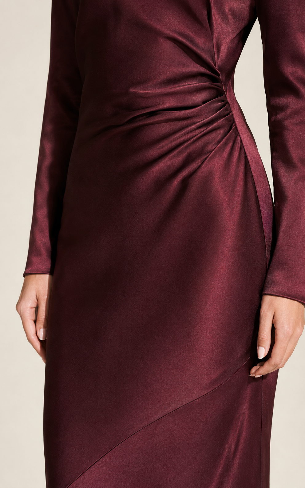 Maren Draped-Back Satin Dress