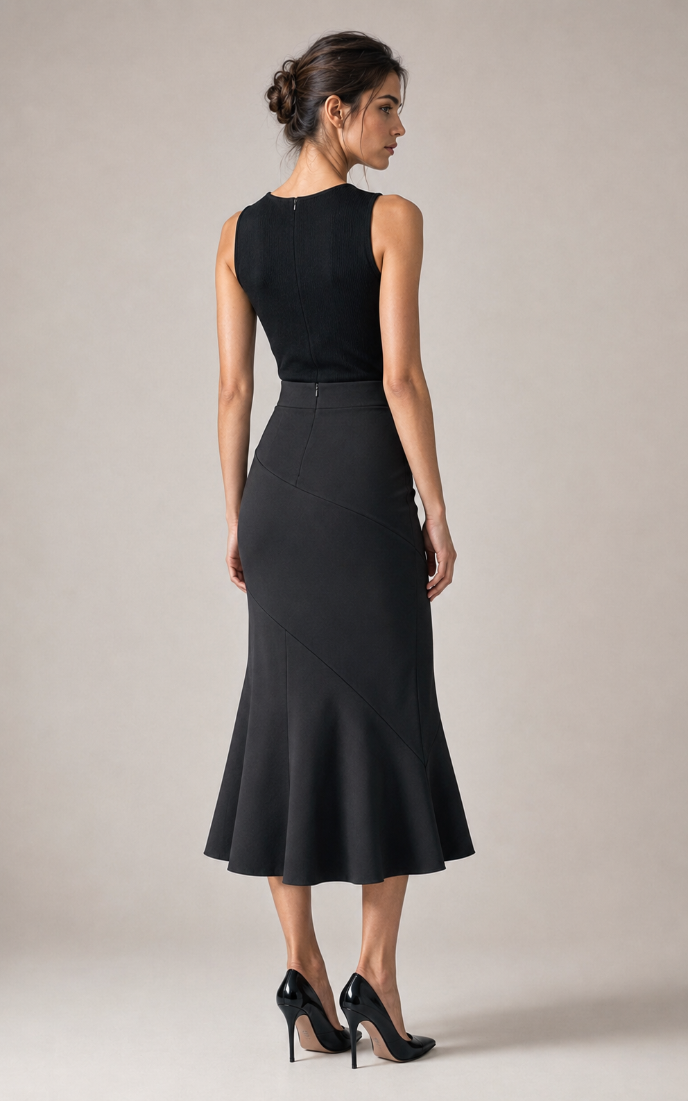 Nera Spiral-Seam Midi Skirt