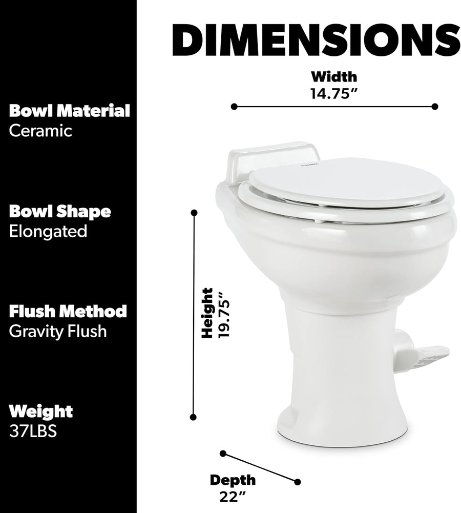 Standard-Height RV Toilet - White