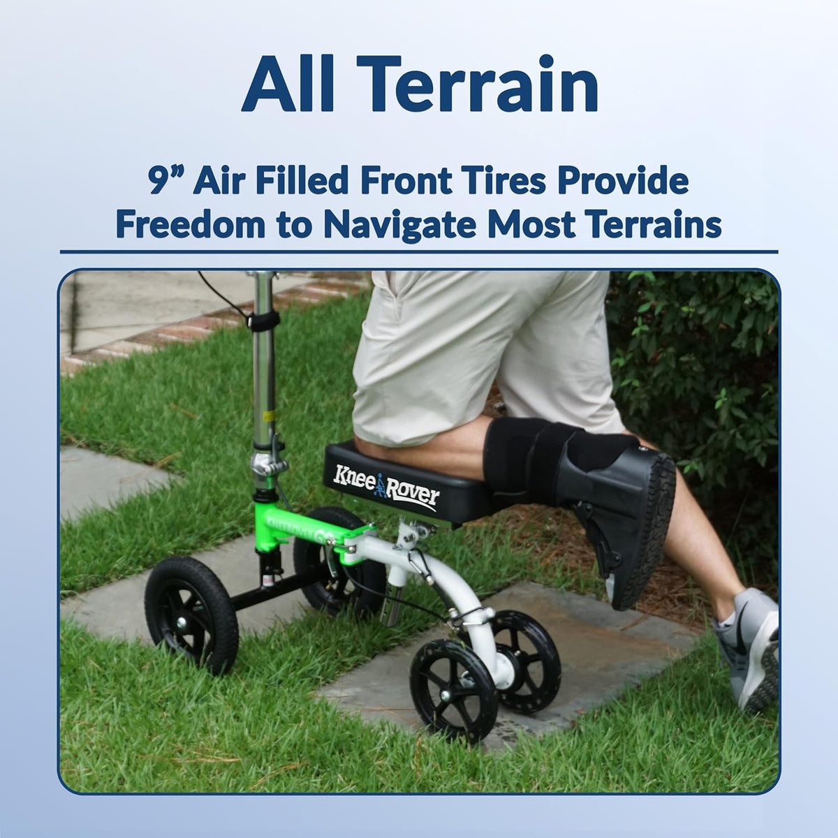 Hybrid - Most Compact All Terrain Knee Scooter for Adults for Foot Surgery Heavy Duty Knee Walker for Broken Ankle Foot Injuries Recovery Leg Scooter Best Knee Crutch Alternative (Green)