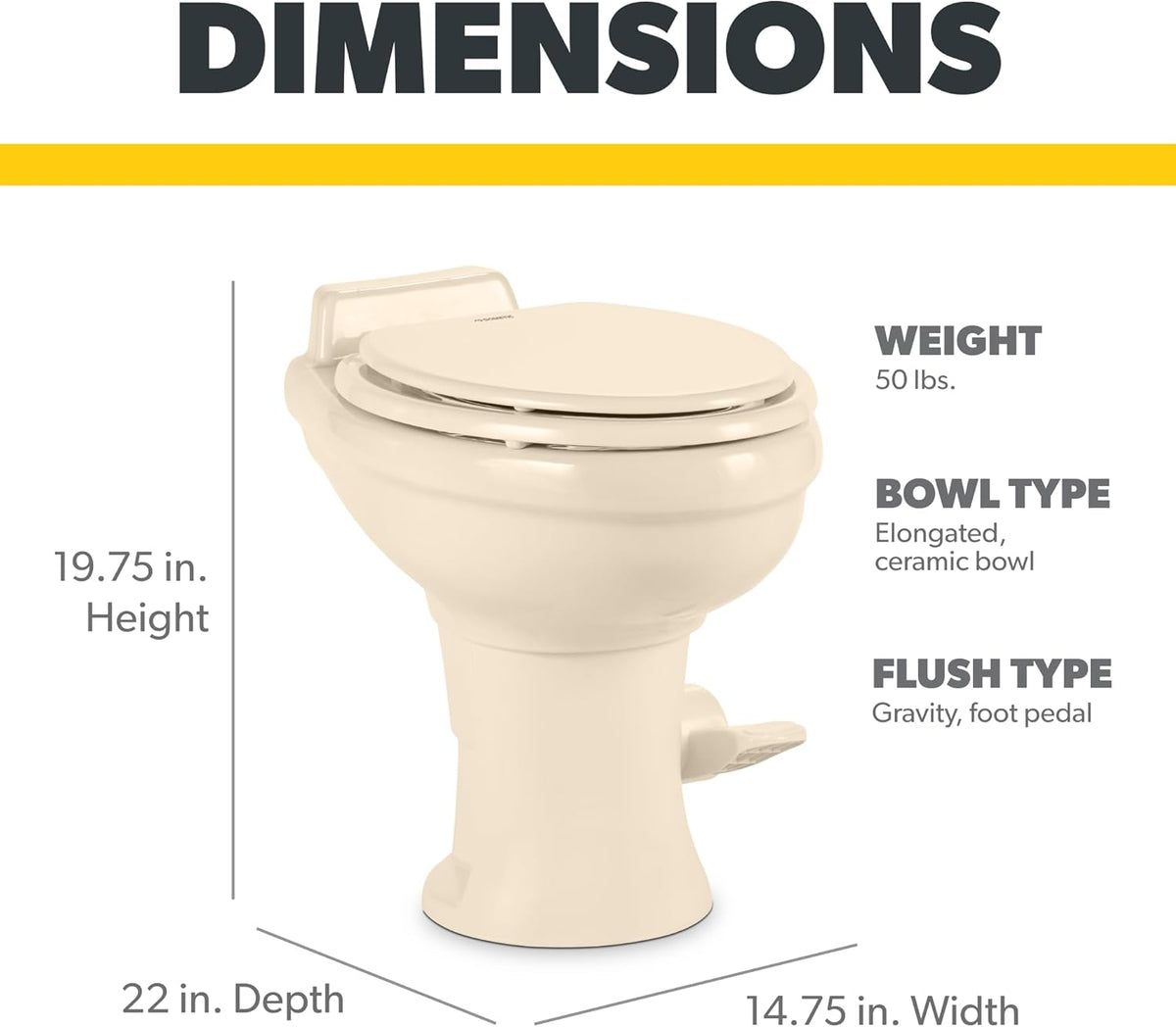 Standard-Height RV Toilet - White