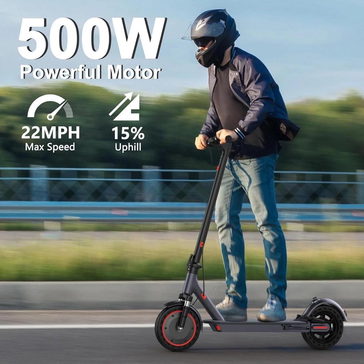 350W/500W Electric Scooter with Solid Tires and Dual Braking
