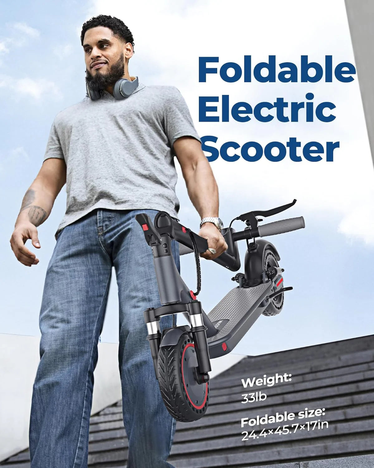 350W/500W Electric Scooter with Solid Tires and Dual Braking
