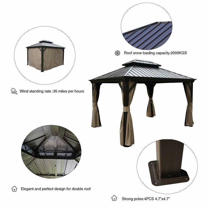 Hardtop 12 Ft. W X 10 Ft. D Aluminum Patio Gazebo