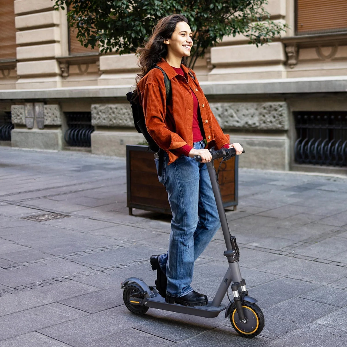 350W/500W Electric Scooter with Solid Tires and Dual Braking