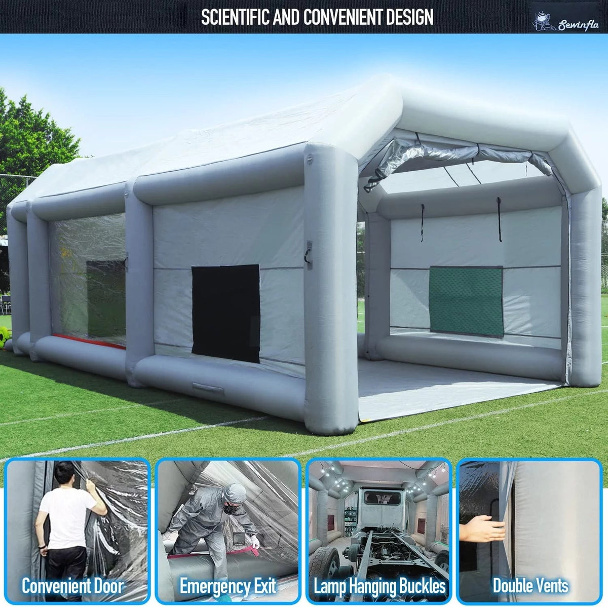 30 x 20 x 13-Ft. Inflatable Paint Booth with Blowers and Air Filter System