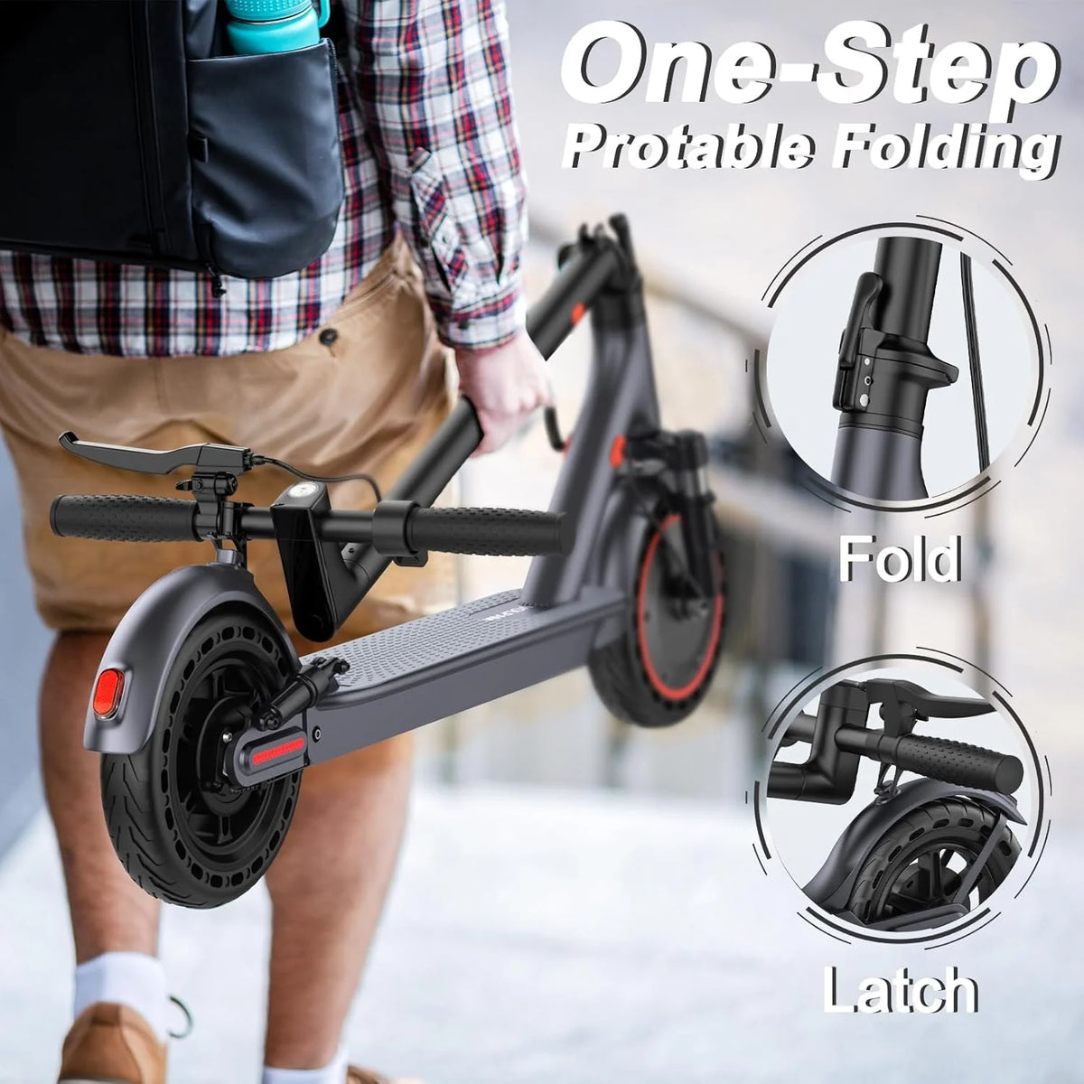 350W/500W Electric Scooter with Solid Tires and Dual Braking