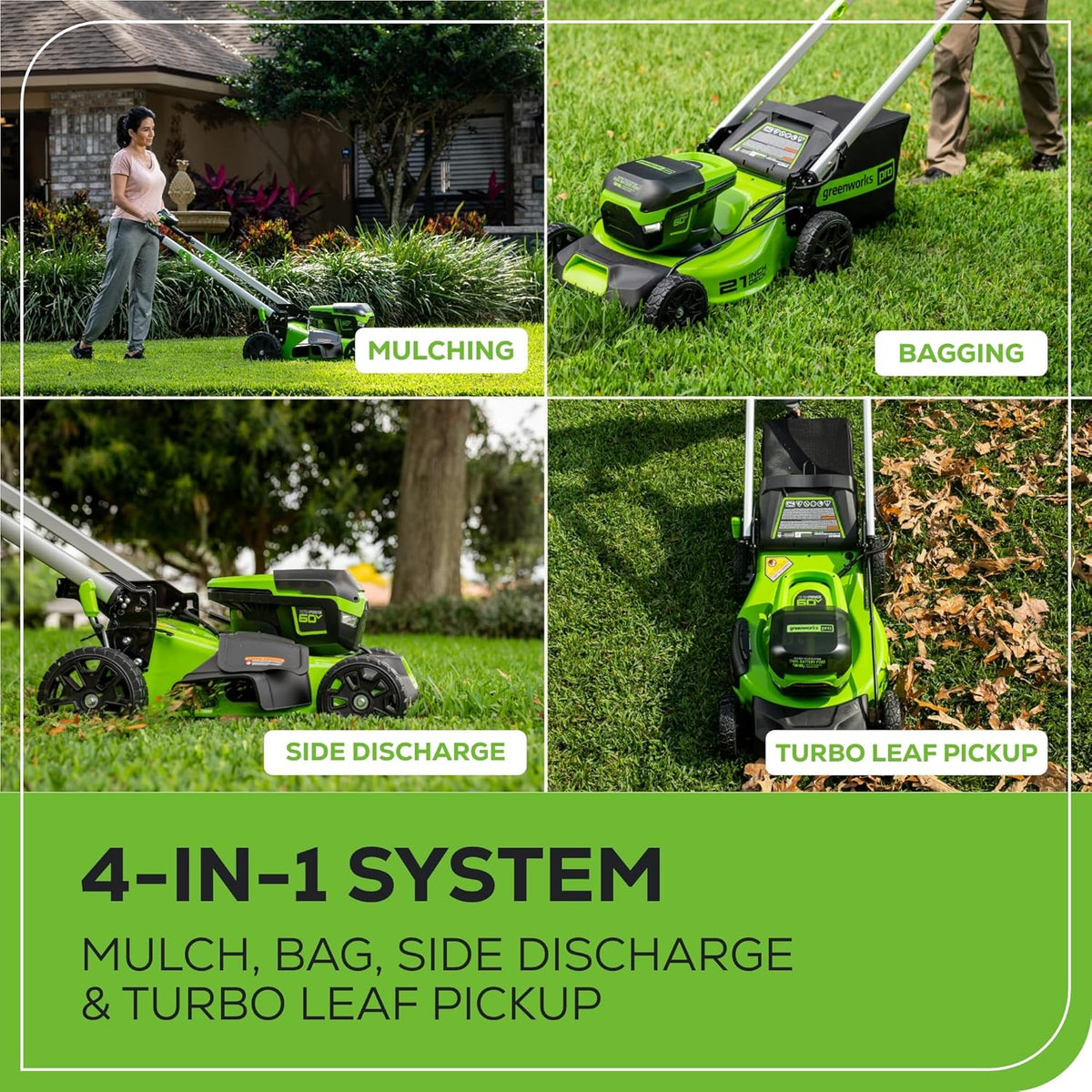 60V 21- Cordless (Self-Propelled) Lawn Mower , 2 x 4.0Ah Batteries and Dual Port Rapid Charger