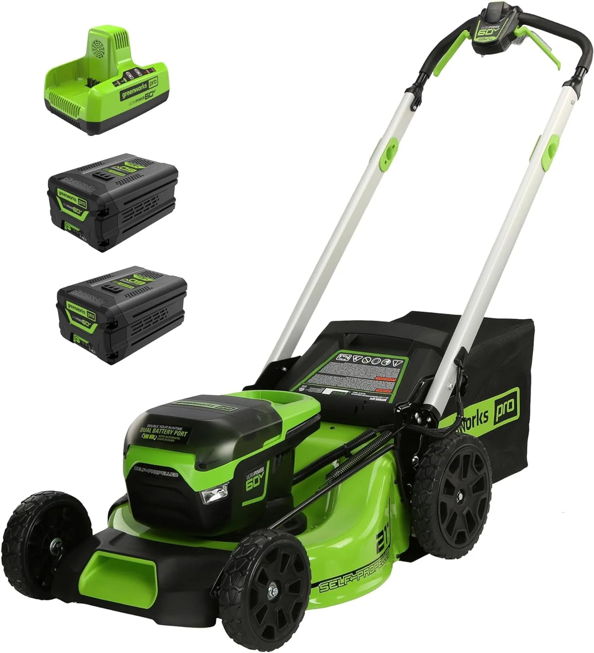 60V 21- Cordless (Self-Propelled) Lawn Mower , 2 x 4.0Ah Batteries and Dual Port Rapid Charger