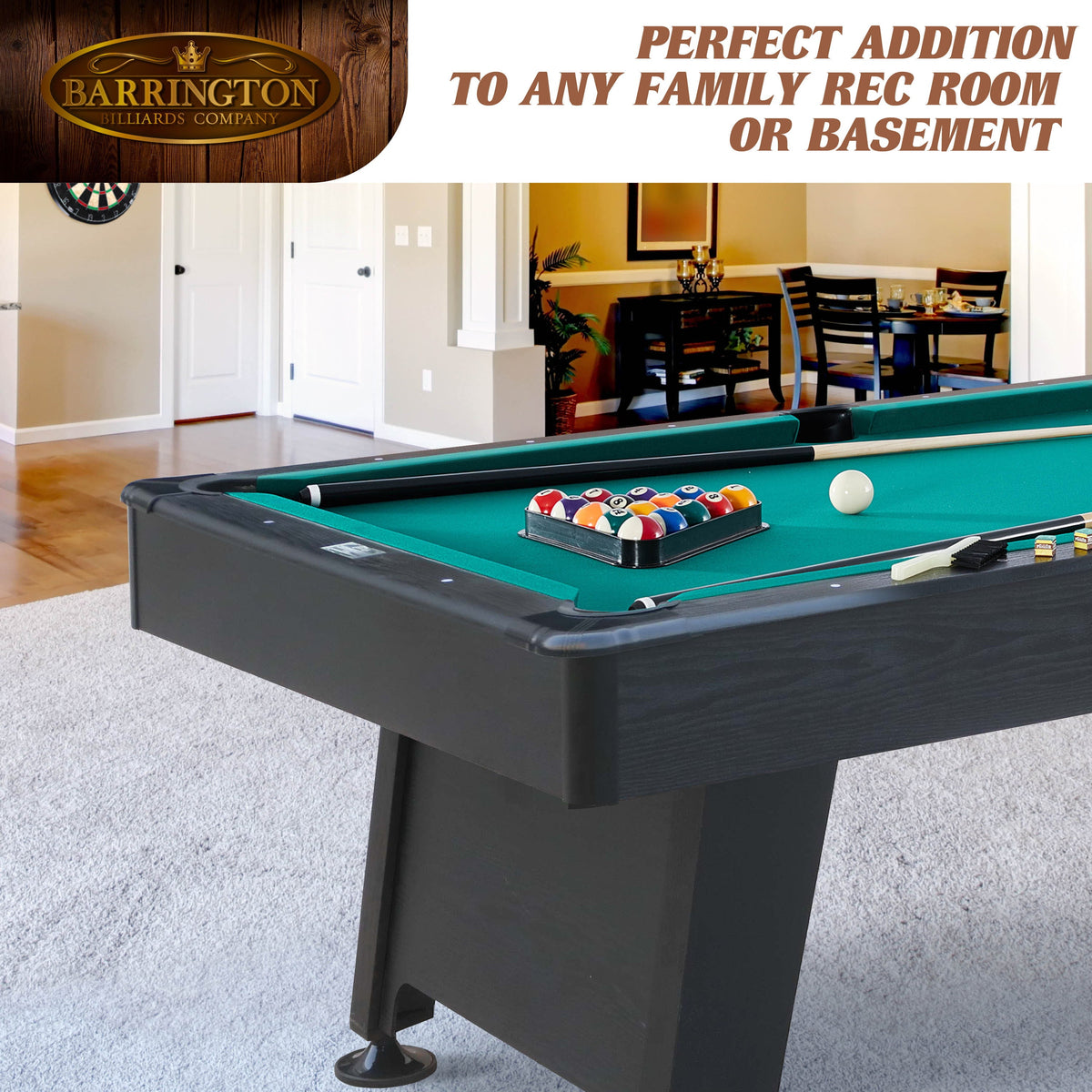 84-Inch Arcade Pool Table with Dartboard Set - Green