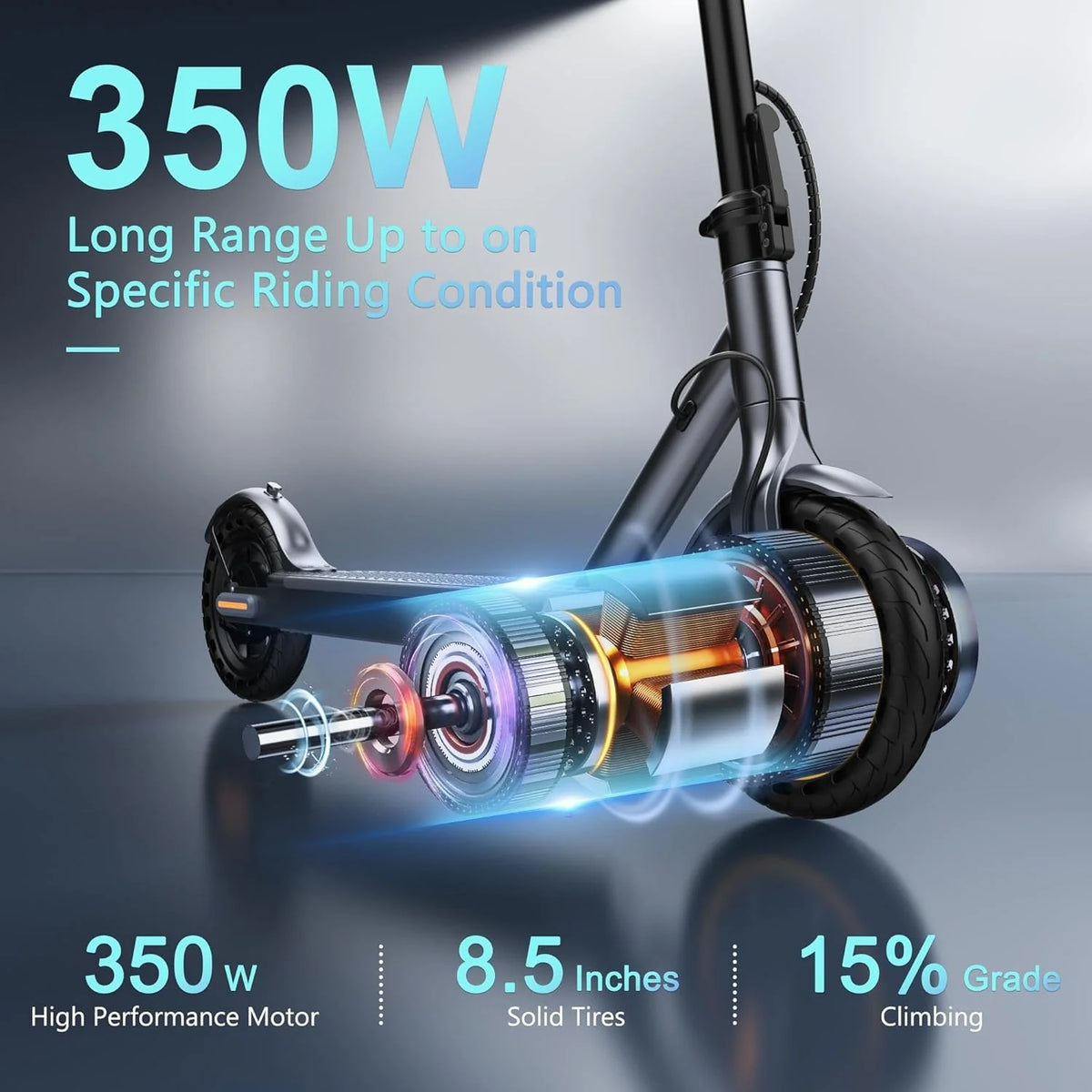 350W/500W Electric Scooter with Solid Tires and Dual Braking