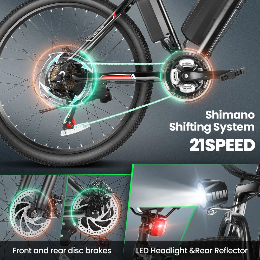 500W 26-Inch Electric Bicycle for Adults with Cruise Control