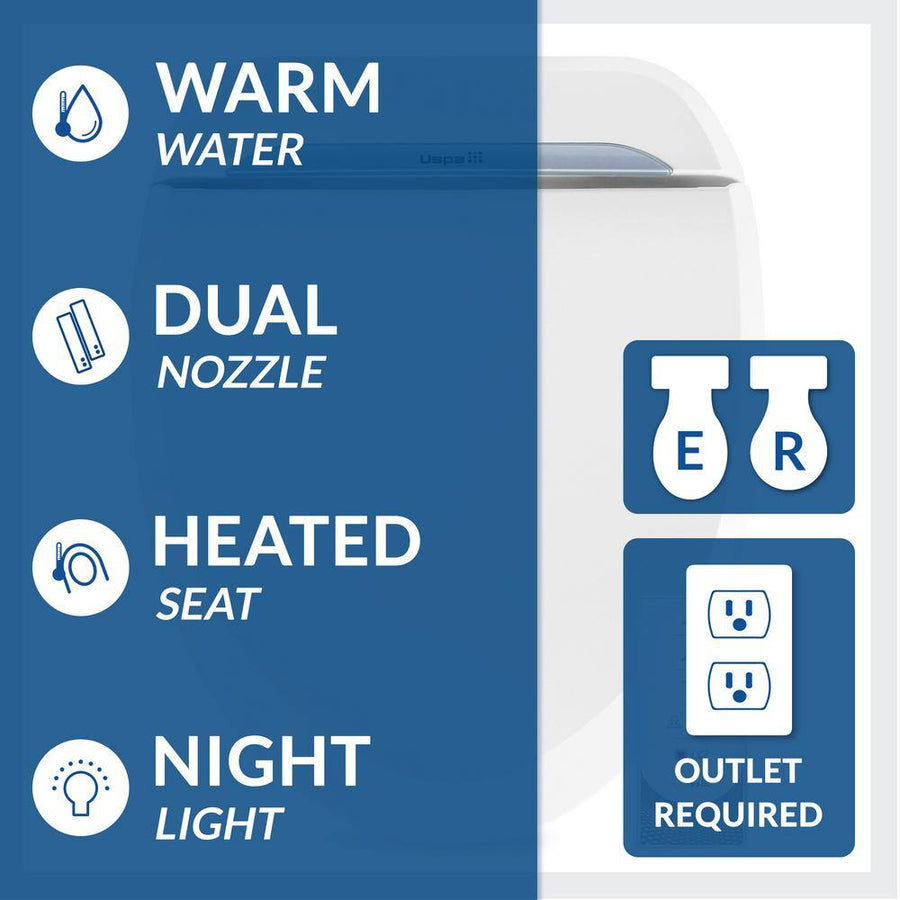 Luxury Electric Bidet Seat for Elongated Toilets - Model USPA6800-E