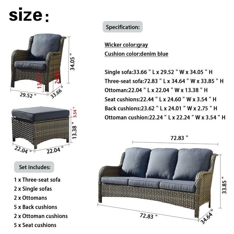Wicker/Rattan 5 - Person Seating Group with Cushions