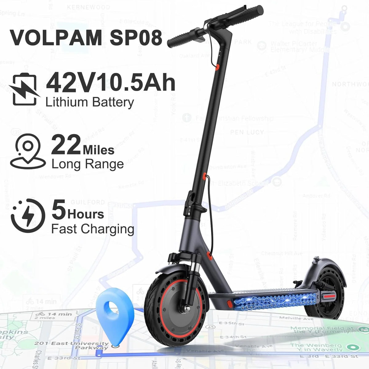 350W/500W Electric Scooter with Solid Tires and Dual Braking