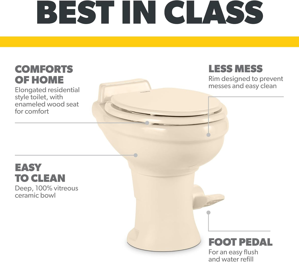 Standard-Height RV Toilet - White