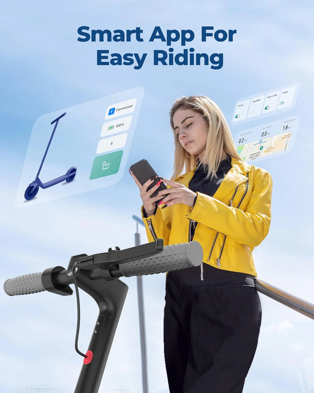 350W/500W Electric Scooter with Solid Tires and Dual Braking