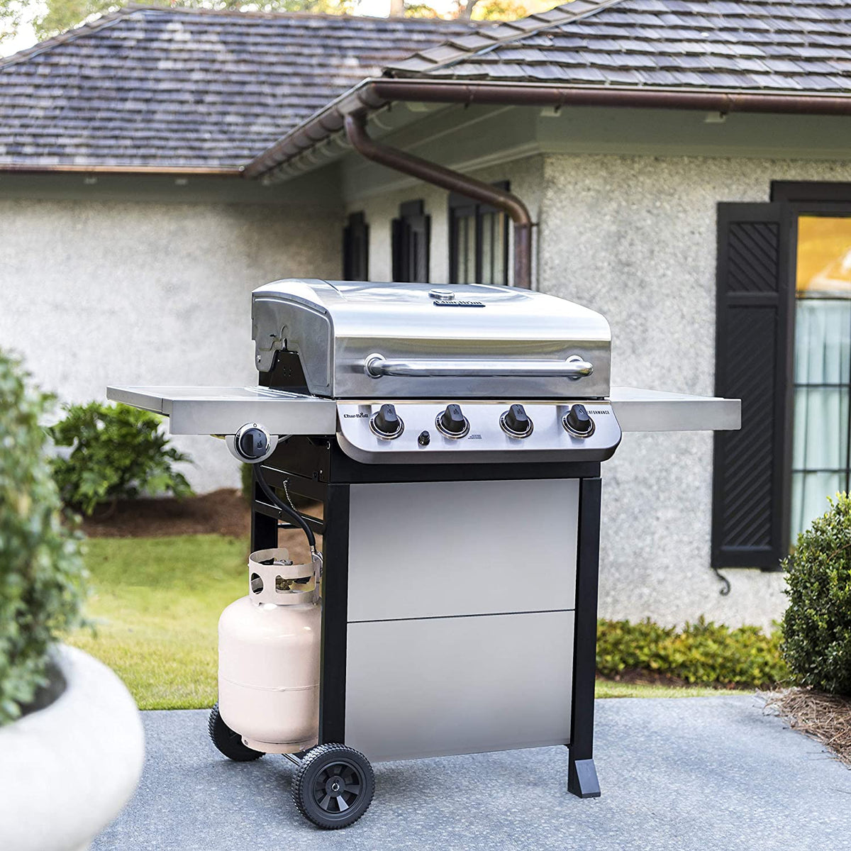4-Burner Cart-Style Liquid Propane Gas Grill - Stainless Steel