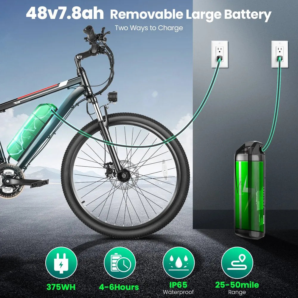 500W 26-Inch Electric Bicycle for Adults with Cruise Control